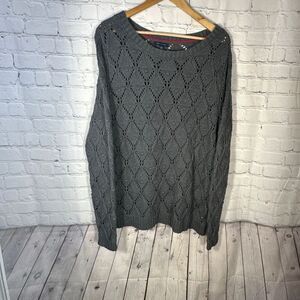 Tommy Hilfiger Diamond Knit Sweater Womens XL Golf Crew‎ Neck Trendy Preppy